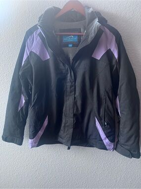 Polar Edge Women's Ski Jacket Size Small Black Purple Hooded Snowboard Coat
